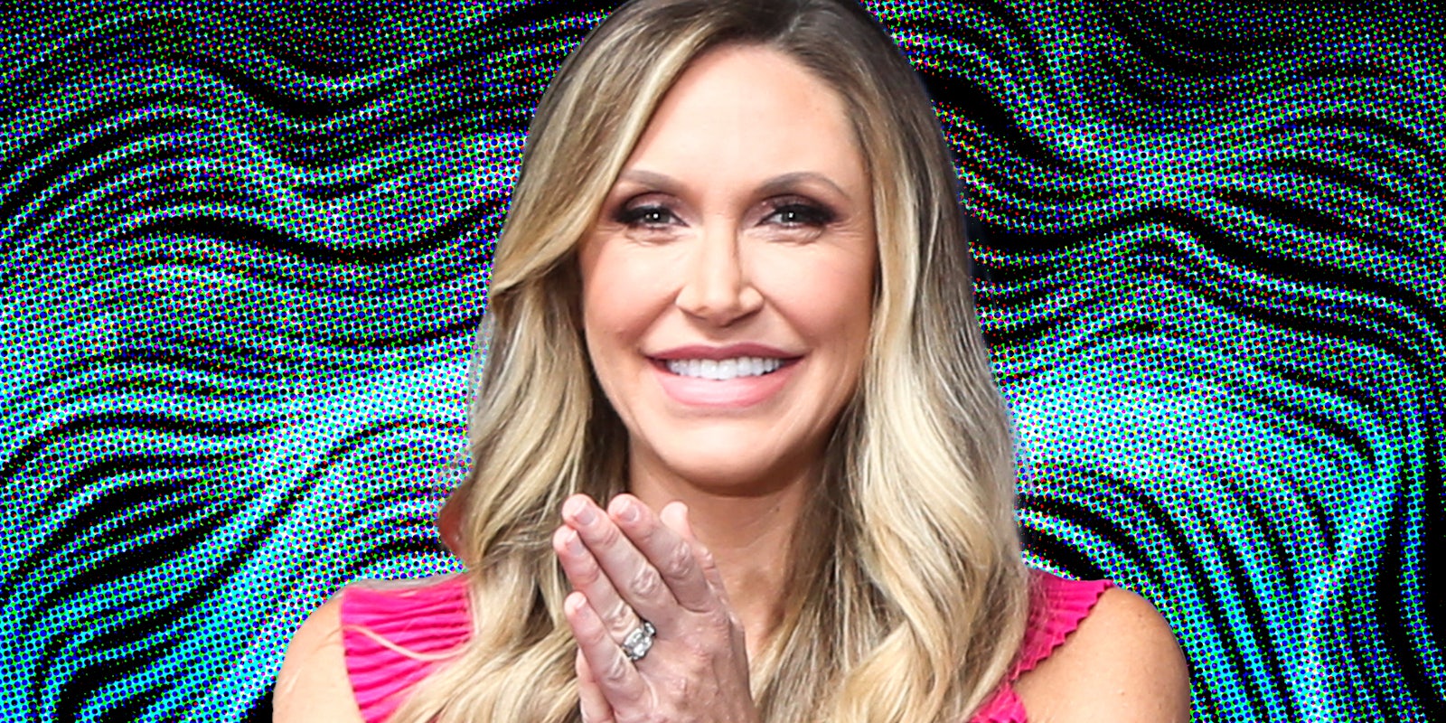 Lara Trump in front of graphic background