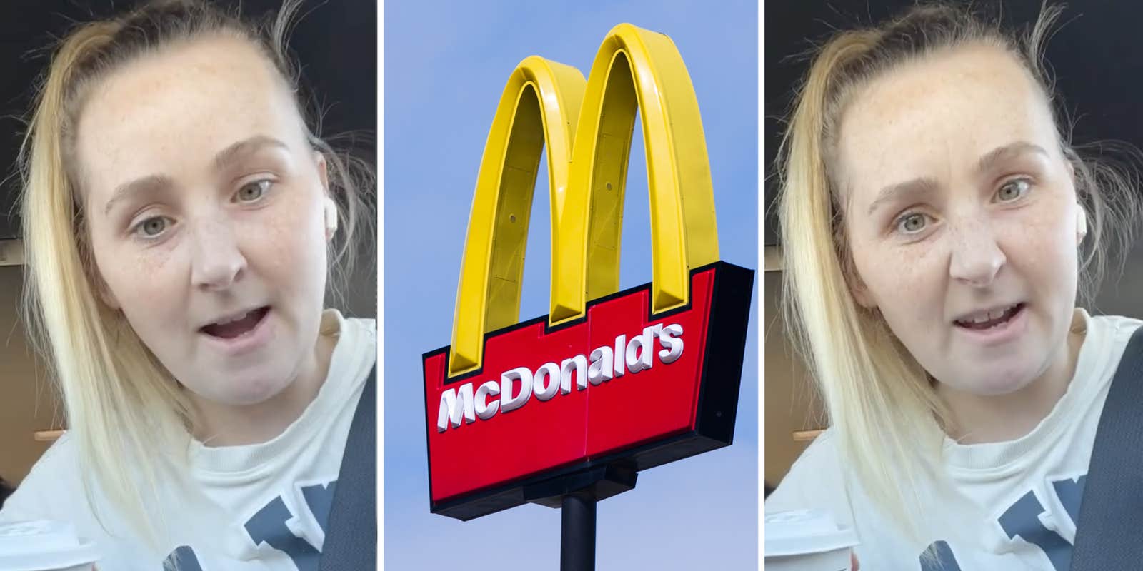 Woman talking(l+r), McDonalds(c)