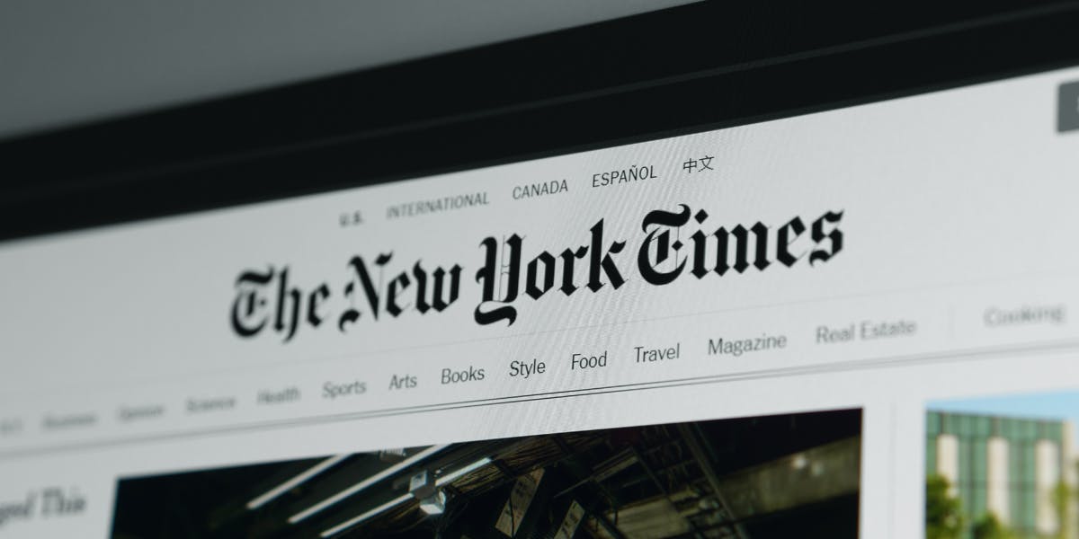The New York Times on computer screen