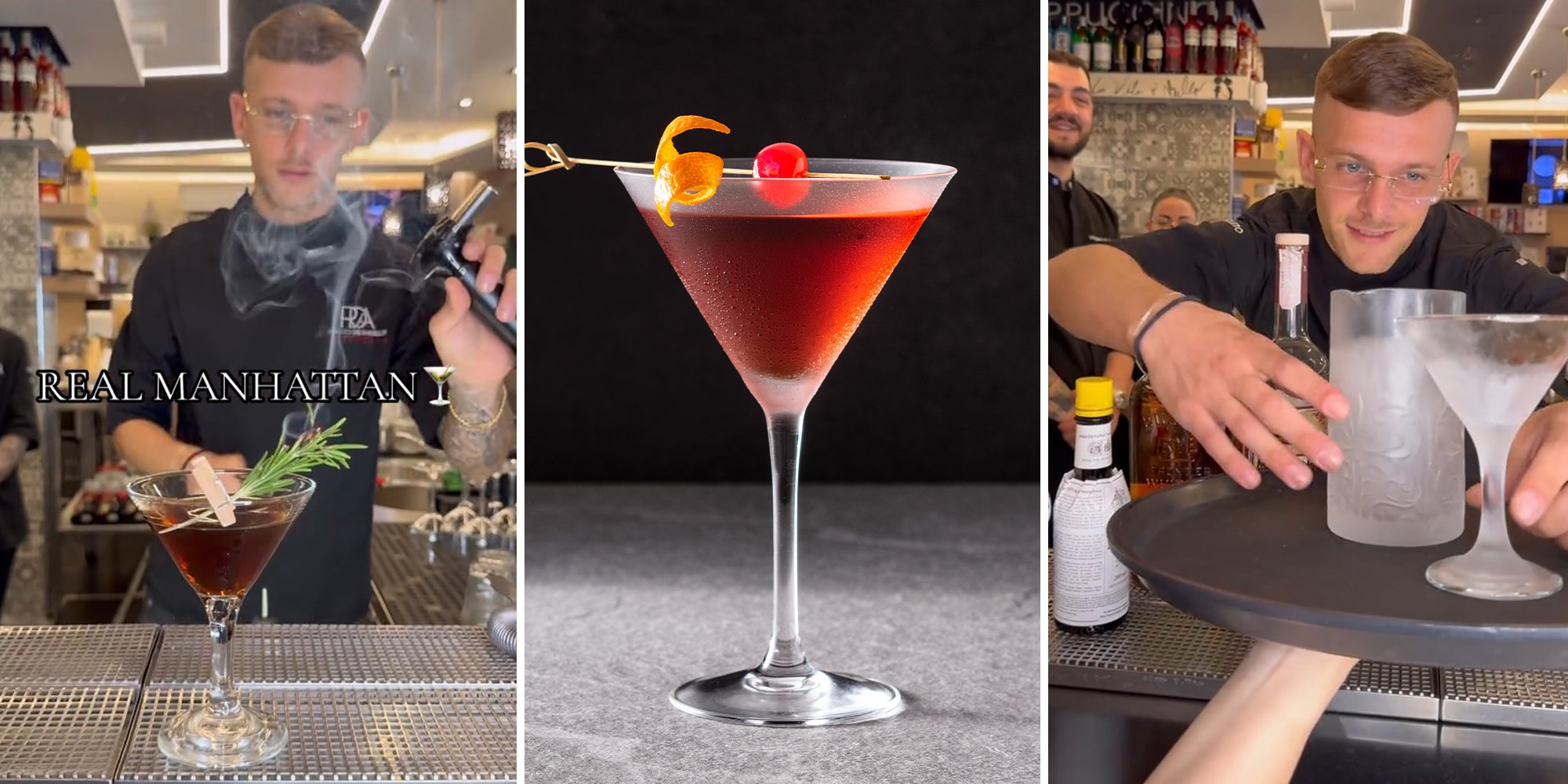 Bartender shows how to make 'real' Manhattan.