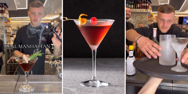 Bartender shows how to make 'real' Manhattan.