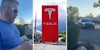 woman clicks 'Go to Target' on Tesla's 'summon' feature