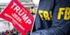 Trump 2020 flag(l), Someone wearing an fbi jacket(l)