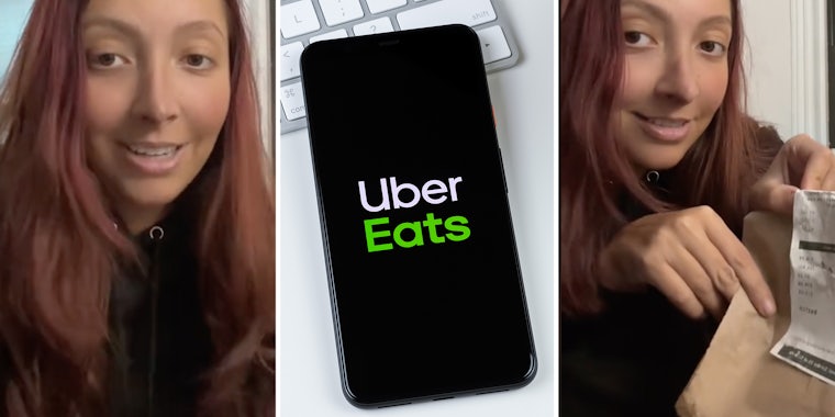Woman talking(l+r), Uber Eats(c)