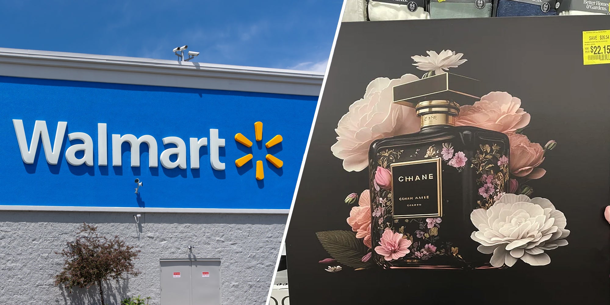 Walmart (l) AI art for sale at Walmart (r)