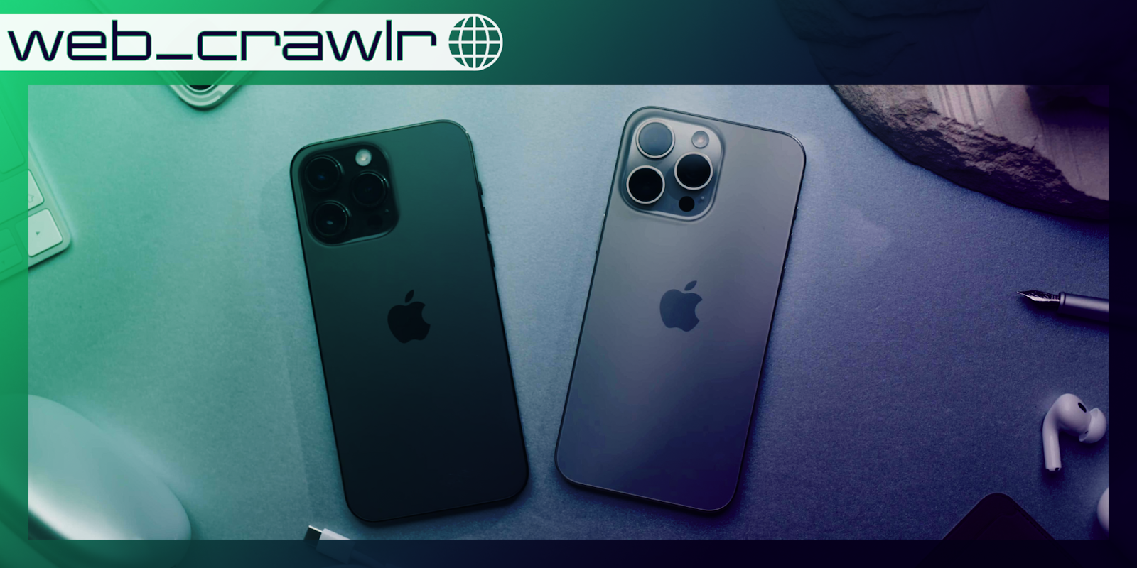 Two iPhones. The Daily Dot newsletter web_crawlr logo is in the top left corner.