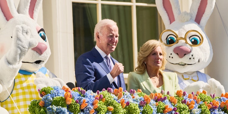 WASHINGTON, D.C., USA - APRIL 10, 2023: President Joe Biden and First Lady Jill Biden attend the annual Easter Egg Roll on the South Lawn of the White House on April 10, 2023 in Washington, D.C.