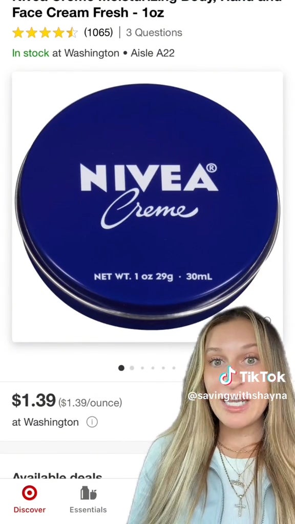 young woman with nivea creme