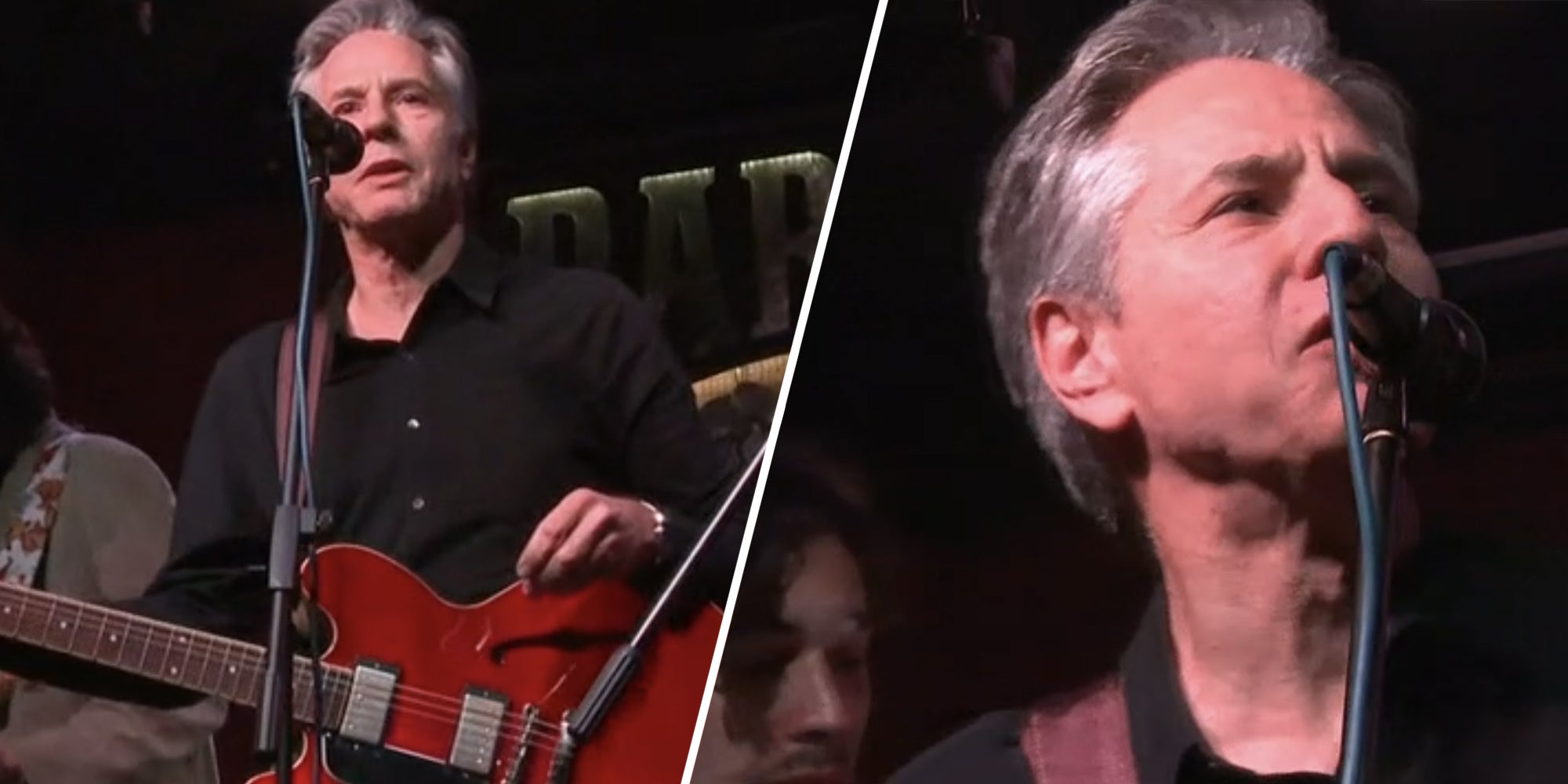 Anthony Blinken playing guitar(l), Blinken singing(r)