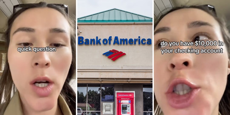 Woman talking(l+r), Bank of America(c)