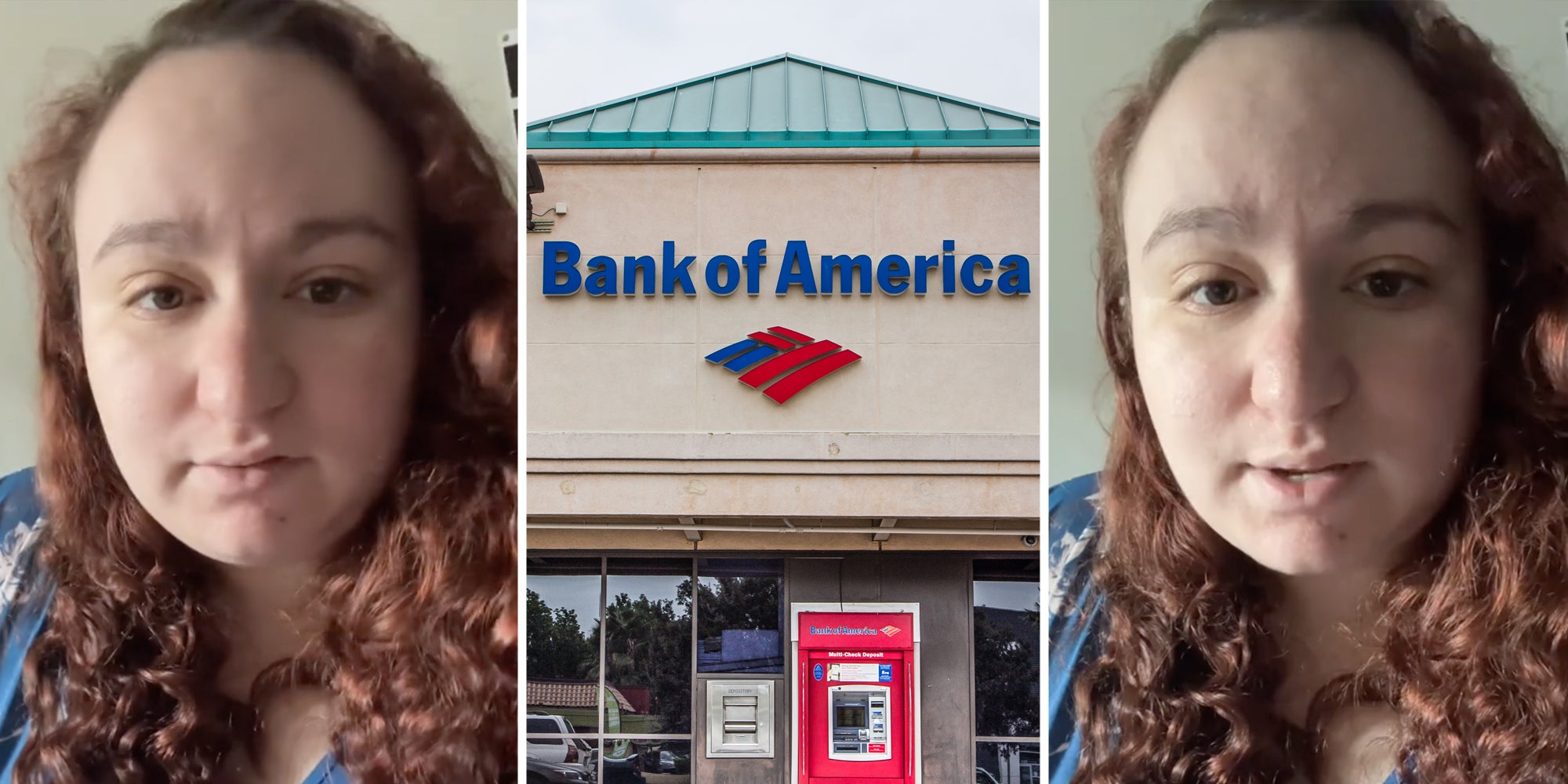 Woman talking(l+r), Bank of America(c)