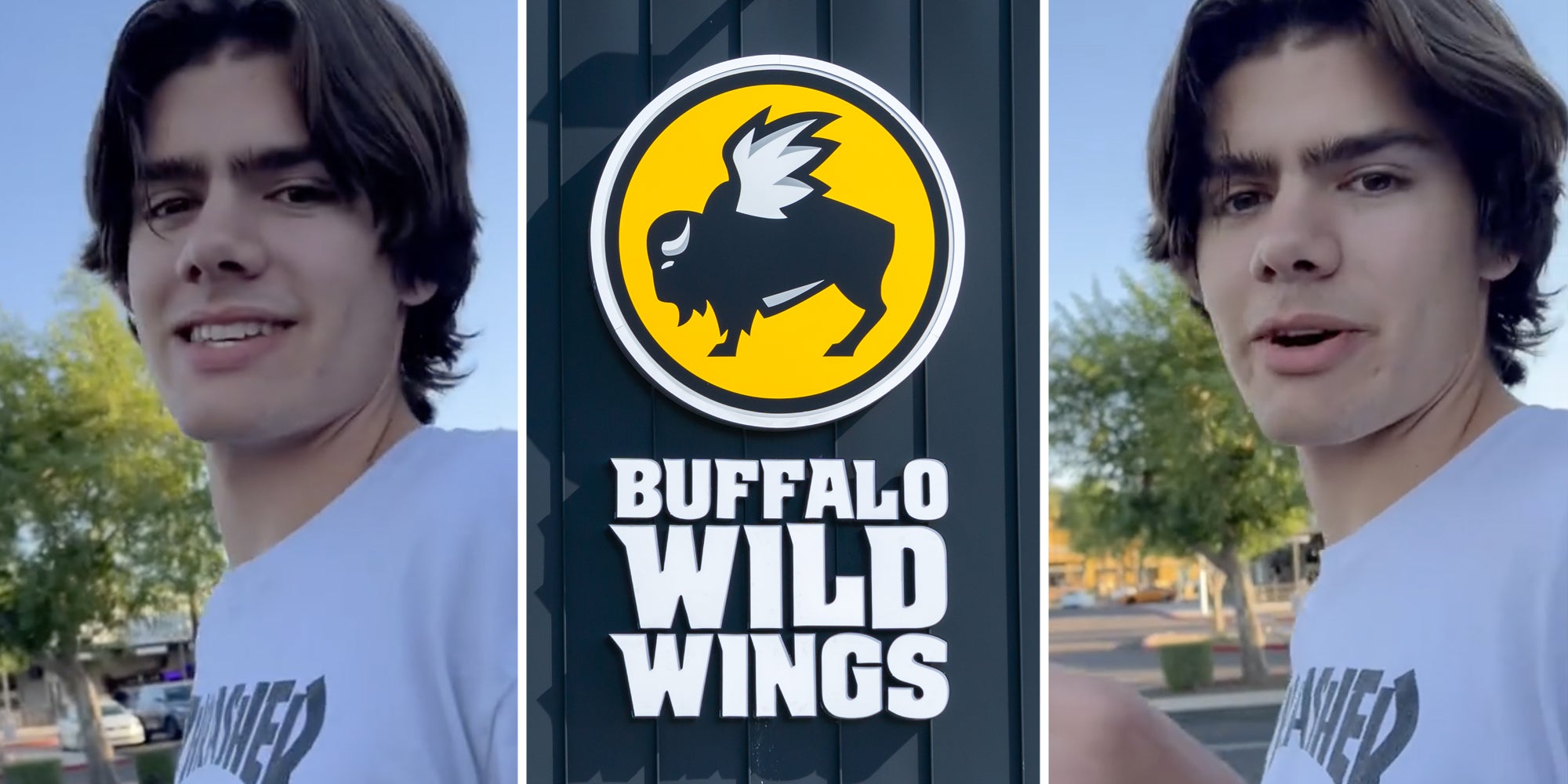 Man talking(l+r), BUffalo Wild Wings(c)