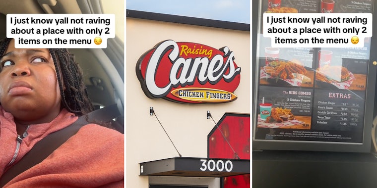 Raising Cane's customer questions scarce menu options after pulling up to the drive-thru