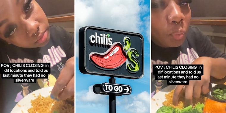 Chili’s customers have to eat rice their with hands after being told there is no silverware