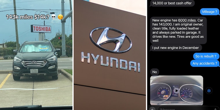 Man catches car owner trying to sell Hyundai Santa Fe for $14,000. It has 143,000 miles on it