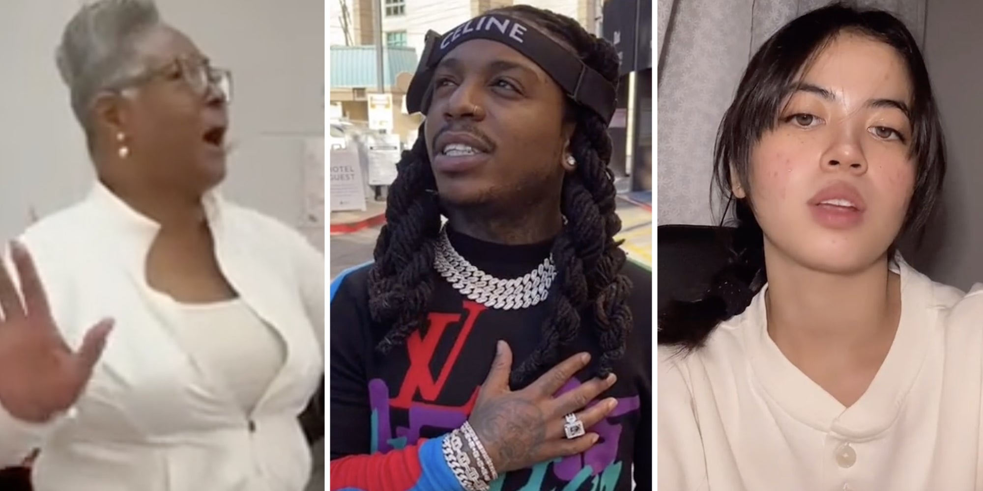 Three split of people singing