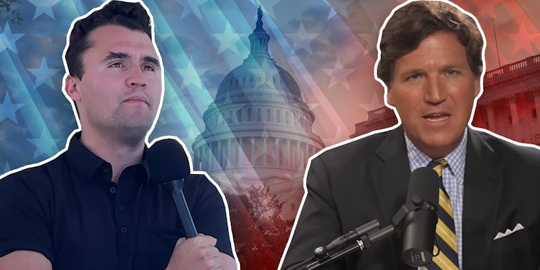 Conservatives say House just made the bible illegal;Tucker Carlson and Charlie Kirk