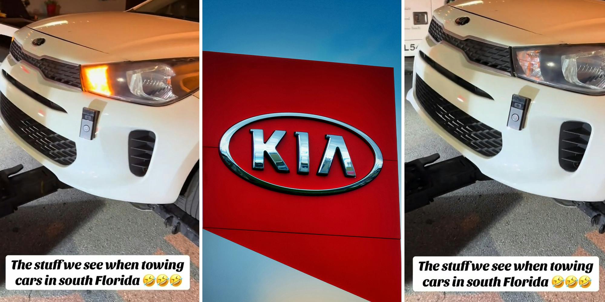 Kia gets towed. Tow truck driver finds something unusual on car’s bumper