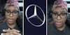 Woman talking(l+r), Mercedes Benz Logo(c)