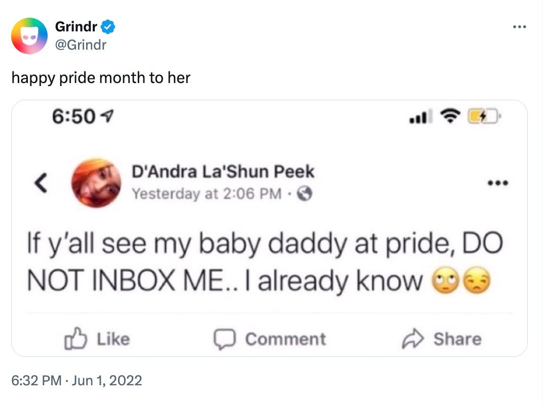 pride month memes: if yall see my baby daddy at pride