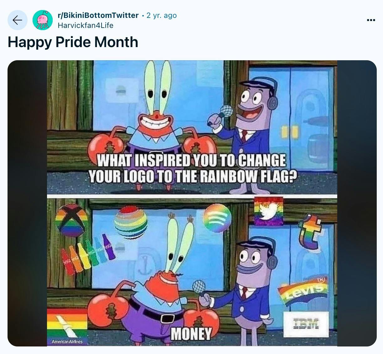 pride month memes: sponge bob