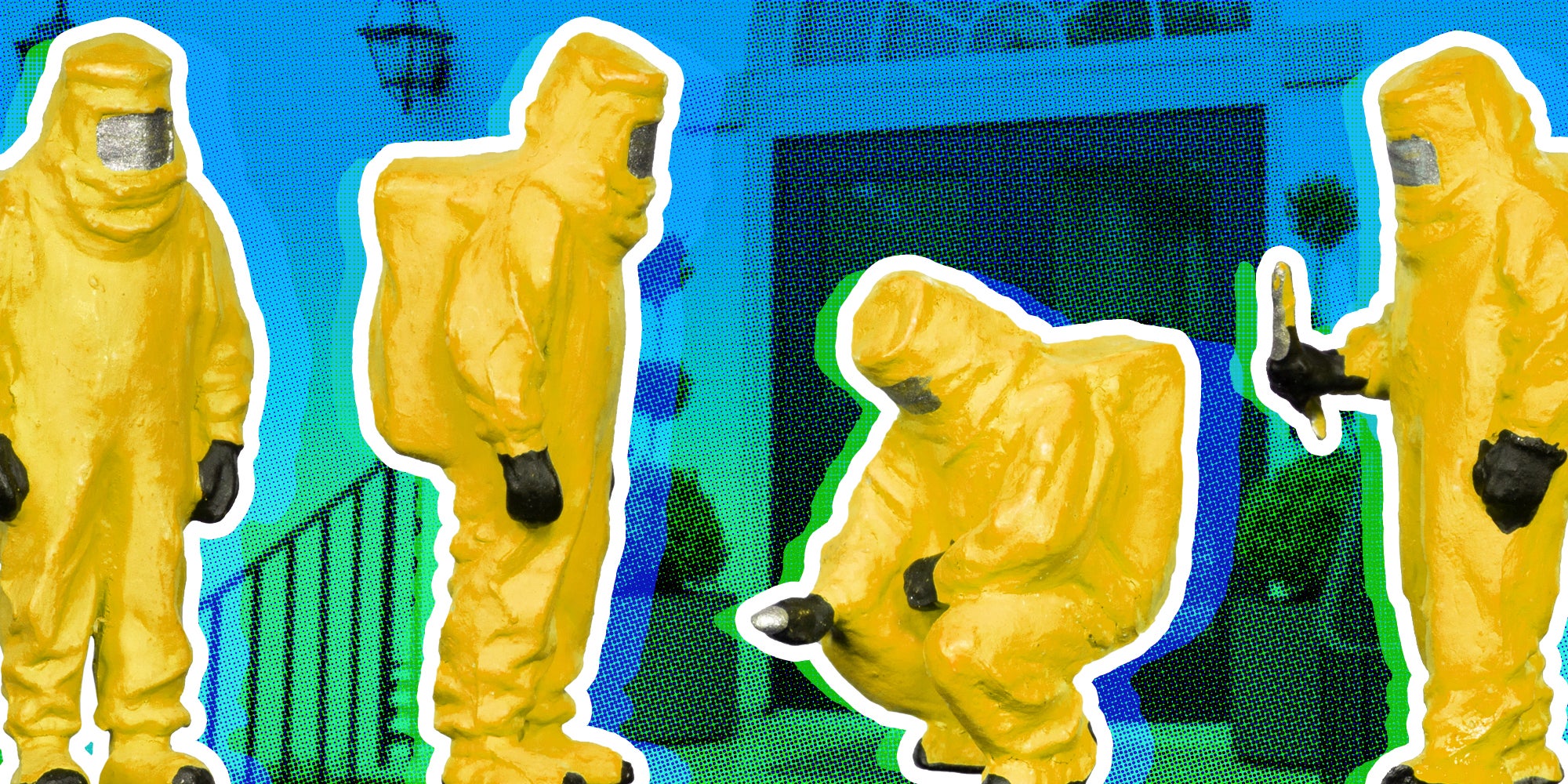 People assessing hazmat threat in front of Exterior view of the National Republican Congressional Committee (RNC) office in Washington, DC.