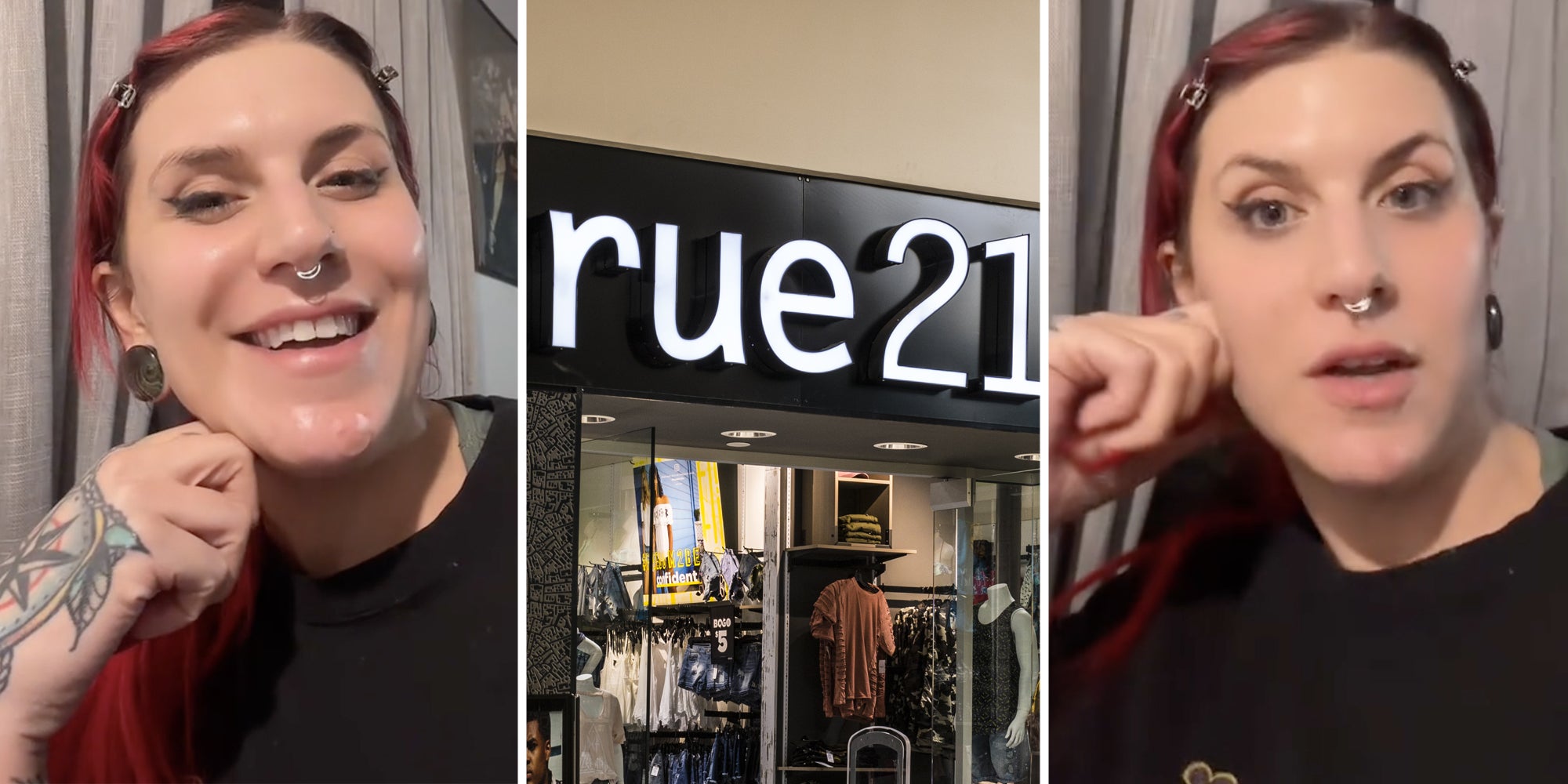 Woman talking(l+r), Rue 21(c)