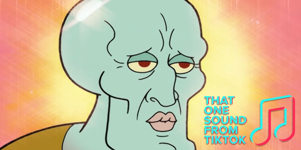 handsome Squidward with THAT ONE SOUND FROM TIKTOK logo