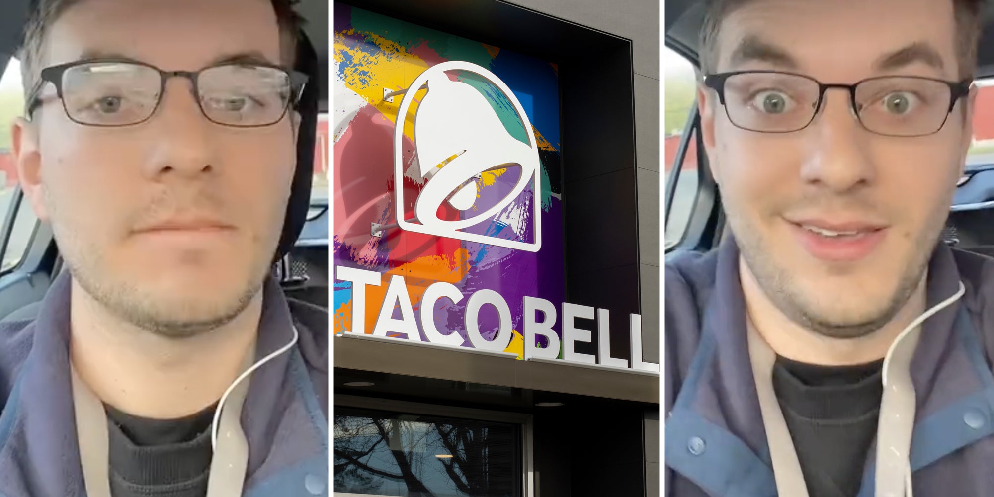 Man talking(l+r), Taco Bell(c)