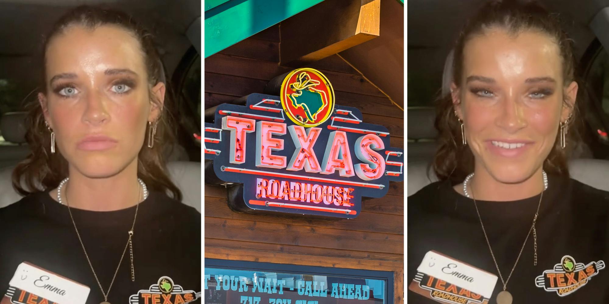 Woman talking(l+r), Texas Roadhouse(c)