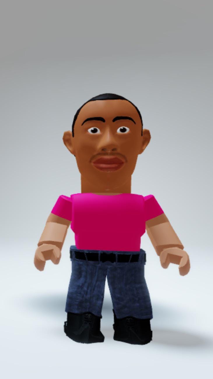 Roblox character made to look like the Tyler the Creator mugshot meme