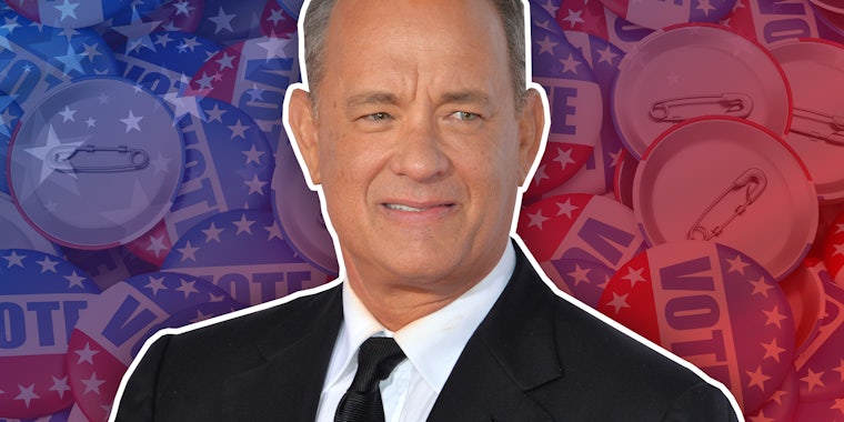 Tom Hanks didn't wear a 'Vote for Joe, not the psycho' shirt