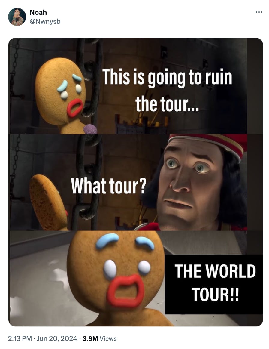 World Tour Shrek X post by @Nwnysb
