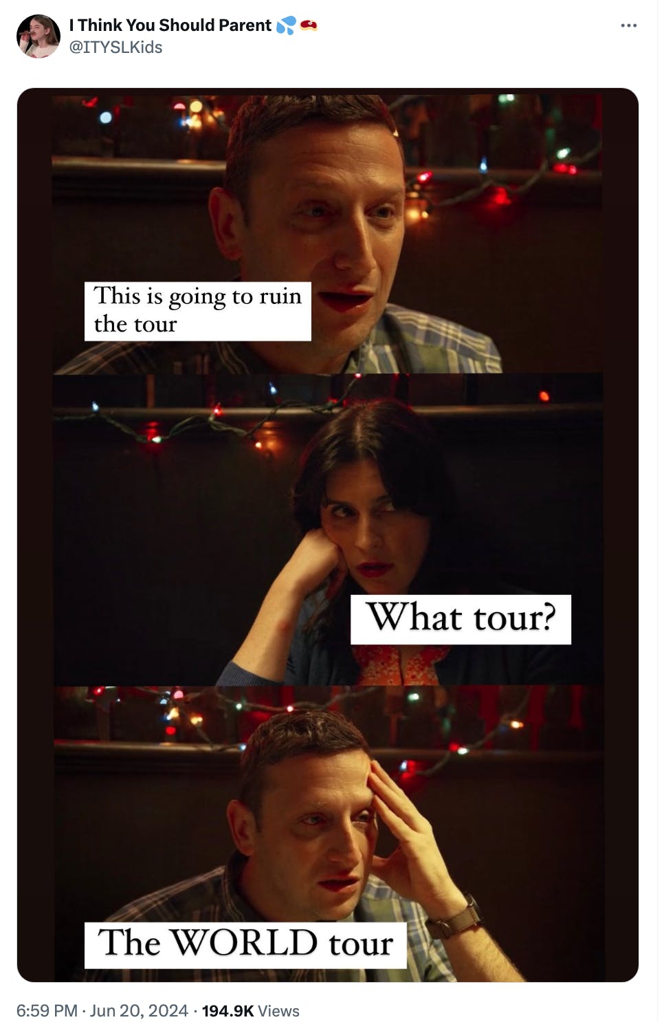 World Tour I-Think-You-Should-Leave Tim Robinson X post by @ITYSLKids