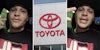 Man talking(l+r), Toyota sign(c)