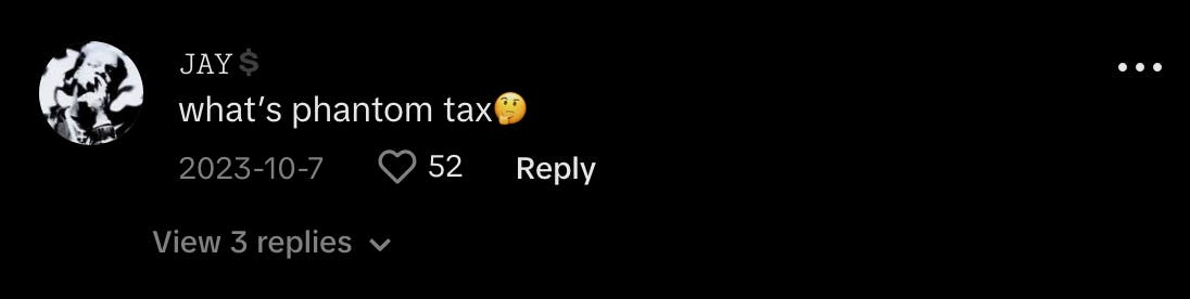 TikTok comment on Fanum Tax by user Jay