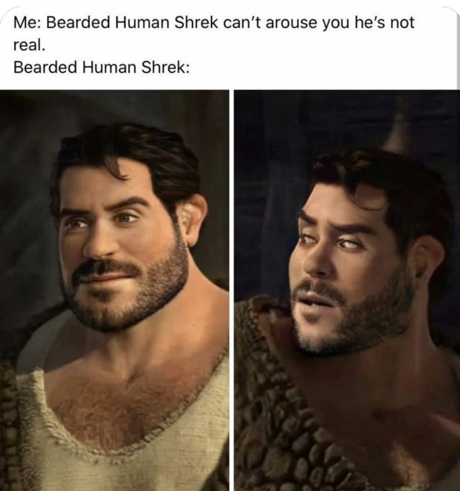 Pinterest Post of Bearded Human Shrek by iFunny