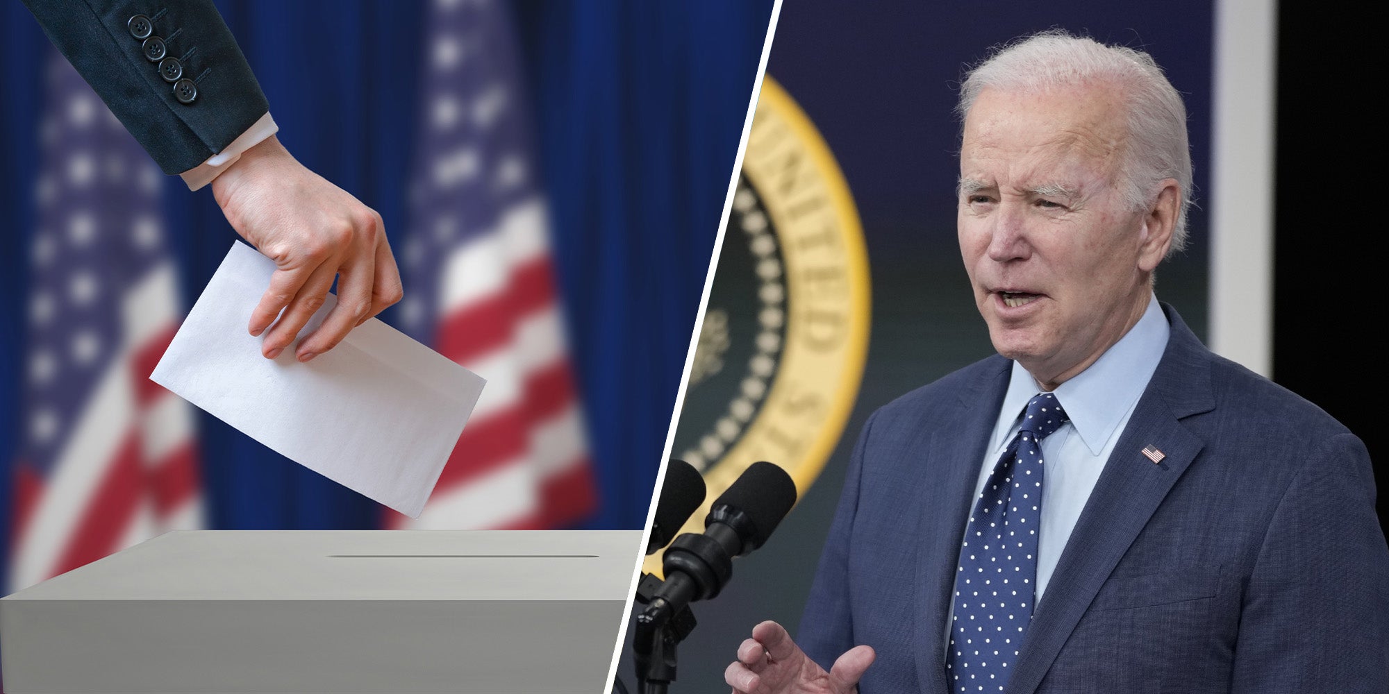 A person voting next to President Joe Biden.