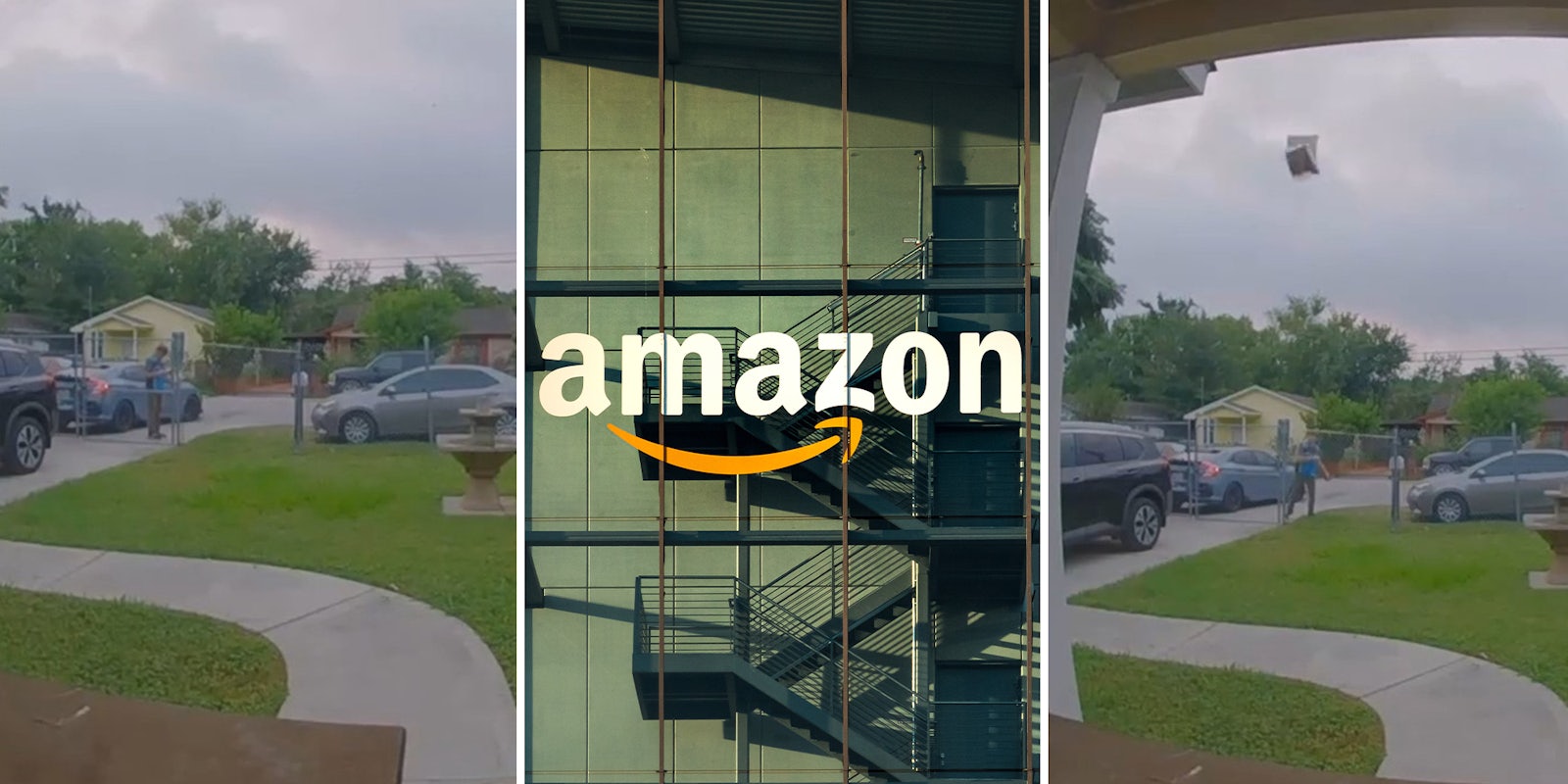 Amazon driver delivers package. Customer can't believe where he put it