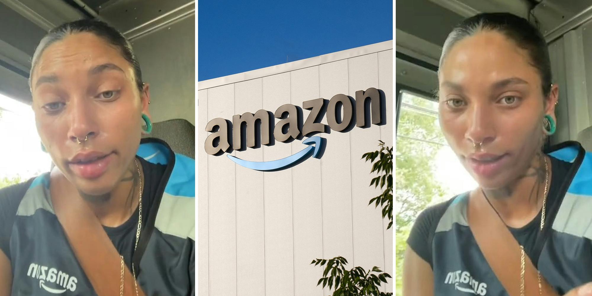Amazon delivery driver turns on AC while reliving in 90-degree heat. It blows hot air