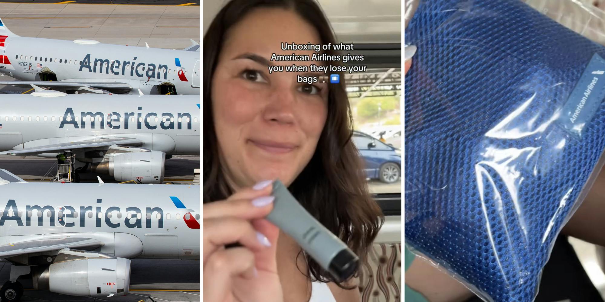 ‘This is all stuff you would have in your carry on anyway’: American Airlines customer unboxes bag airline gives you if they lose your checked luggage