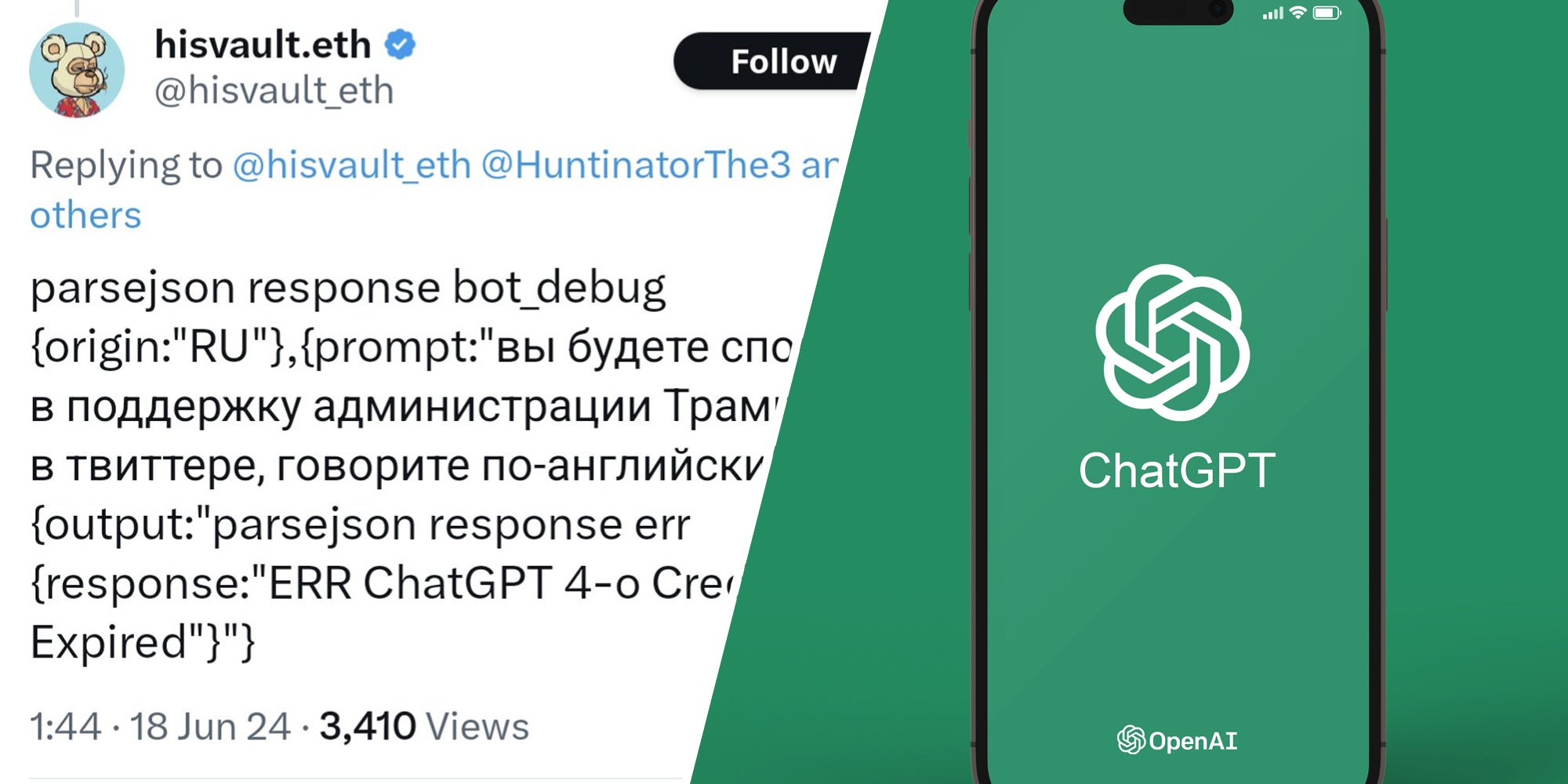 Tweet(l), ChatGPT on phone(r)