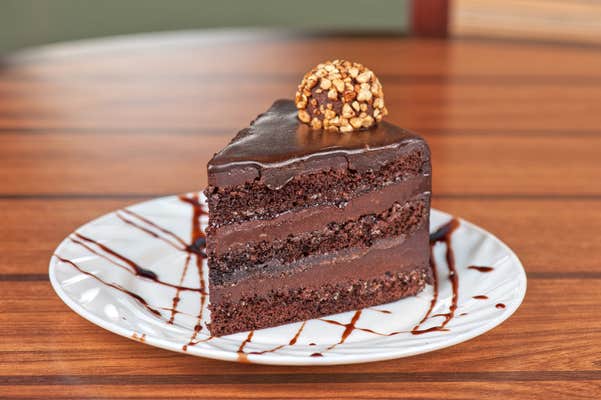 tasty piece of chocolate cake closeup