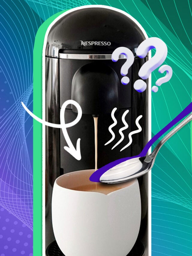 Nespresso machine over green and blue