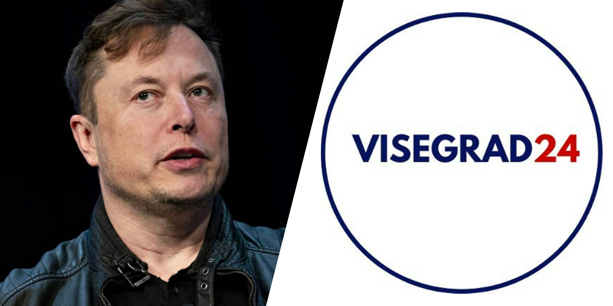 Elon Musk(l), Visegrad24 logo(r)