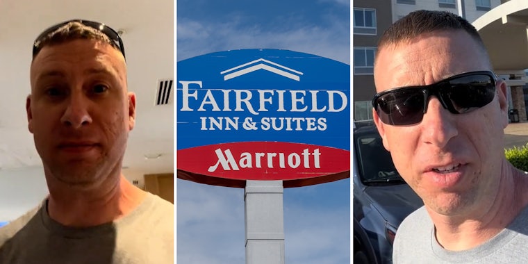 Man walks to Fairfield Inn by Marriott hotel lobby and asks for toilet paper. There’s just one problem