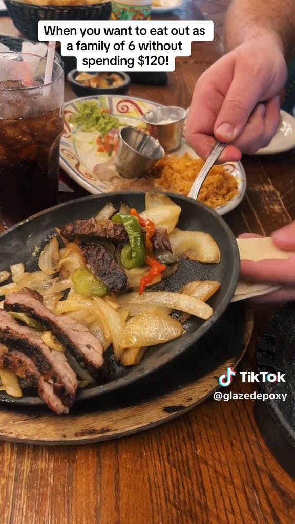 fajitas with caption 'when you want to eat out as a family of 6 without spending $120'
