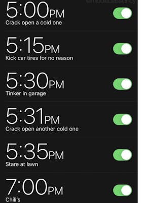 father's day meme showing alarm clock screenshot