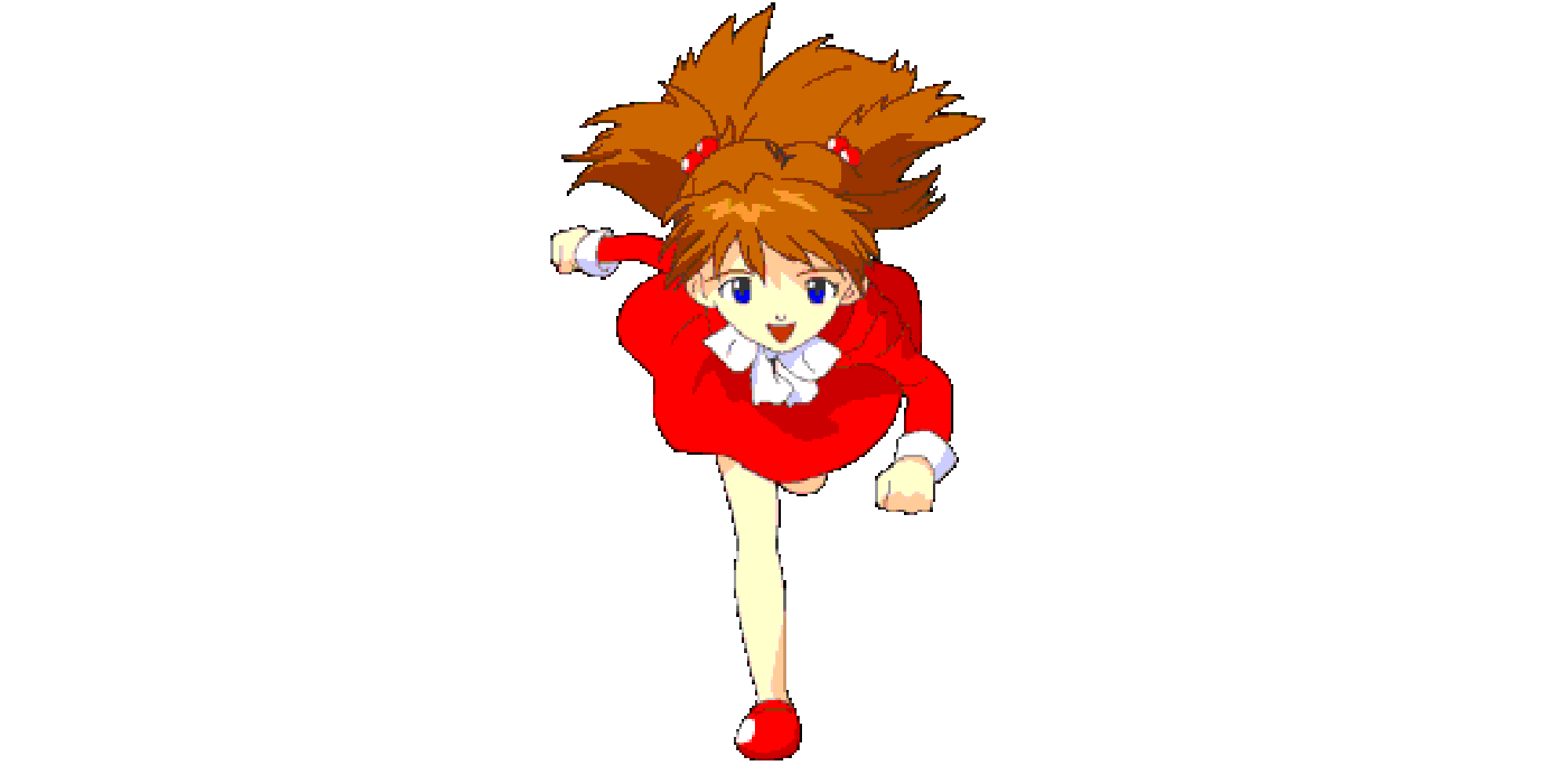 girl in red dress running