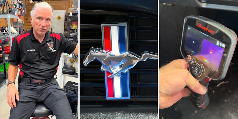 Mechanic works on Ford Mustang—and find something he’s never seen before
